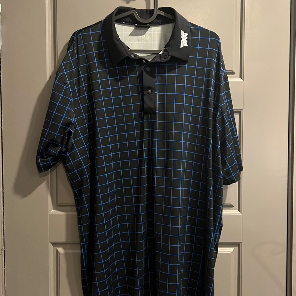 PXG plaid strip golf polo